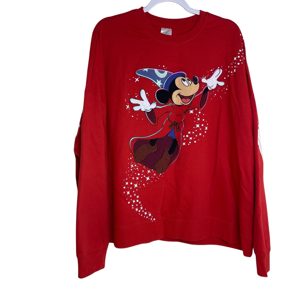 NWT Disney Parks WDW Red Sorcerer Mickey Applique Long Sleeve Jersey Sz XL